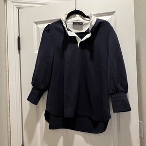 POMANDER PLACE Navy Charlotte Terry Top